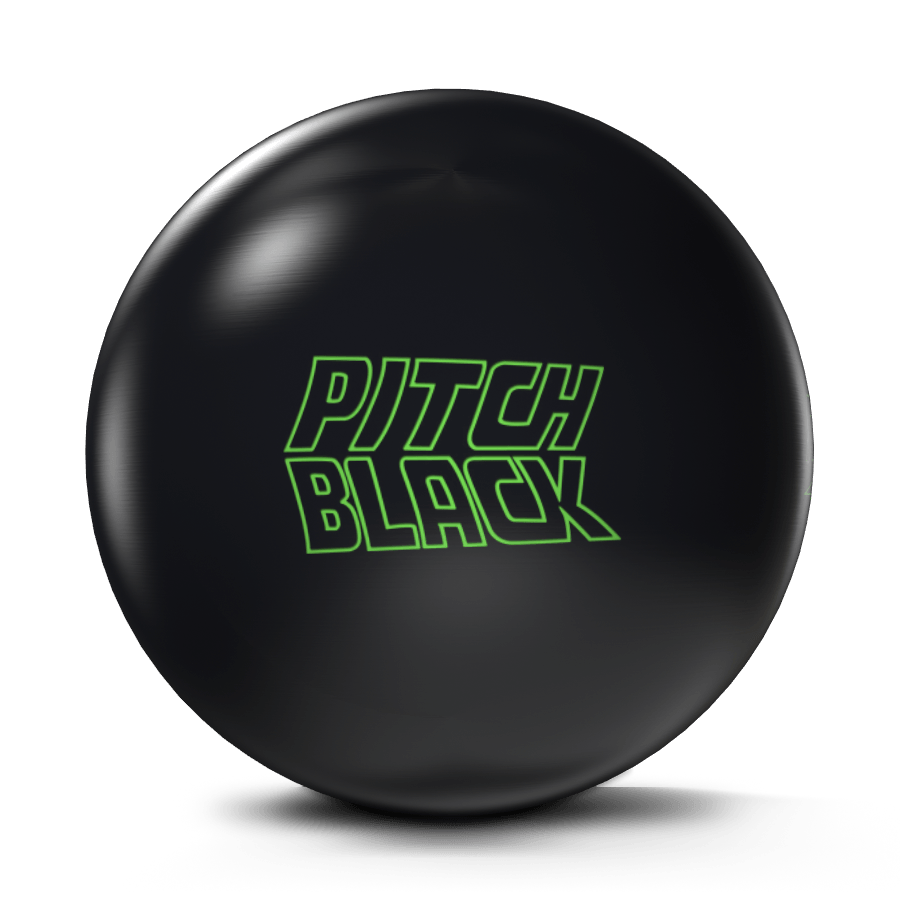 Storm Pitch Black bowling ball with solid jet black urethane coverstock and green Pitch Black logo — beginner-friendly urethane with smooth predictable arc